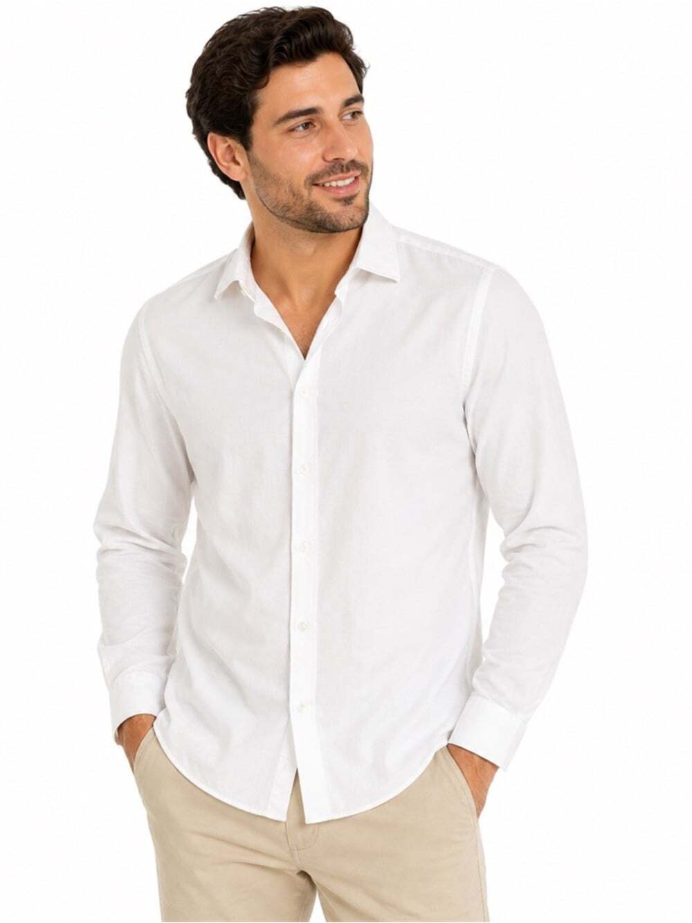 Daniel Hechter White Dress Shirt Slim Fit 32/33 Stretch Mens Breathable Classic